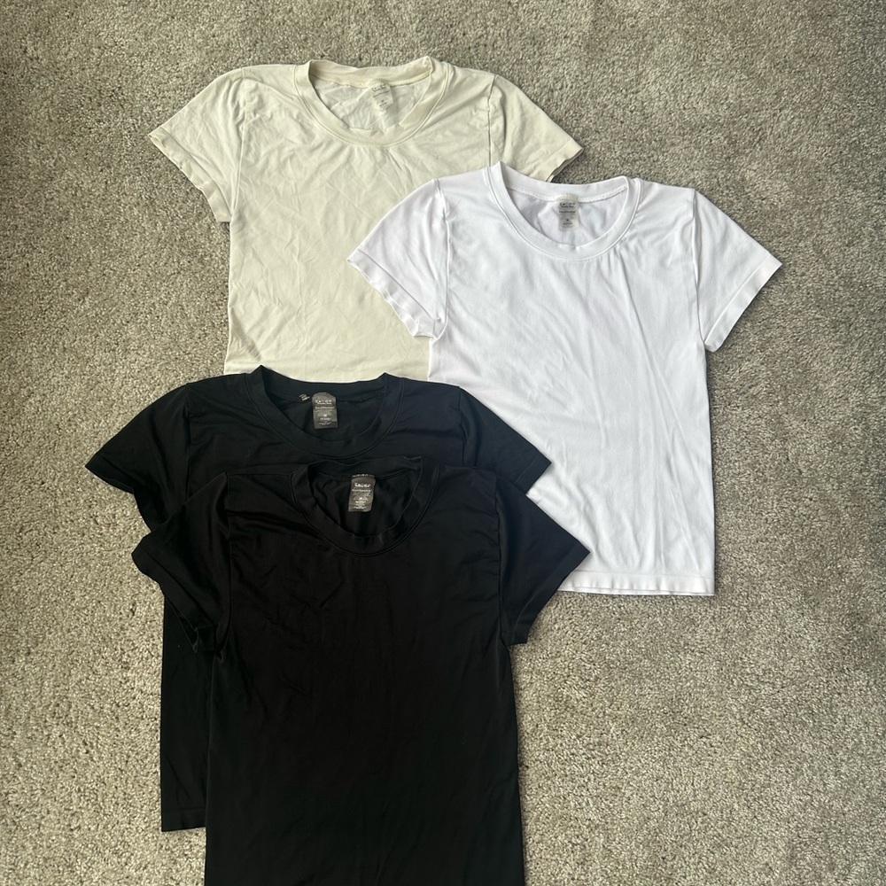 Sunday Best Cream and White Fitted Short Sleeve Tees